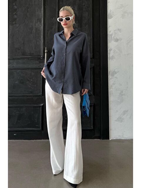 Madmext Füme Uzun Kollu Oversize Gömlek Mg2003 - S000185543-33408