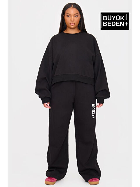 Süperlife Kadın Büyük Beden Brooklyn Baskılı İnce Eşofman Altı SPR25BEAK54 - S000346437-19351