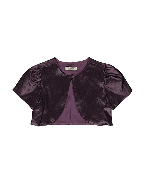 Panço Kız Çocuk Kolları Büzgü Detaylı Mor Crop Ceket - S000251738-20042