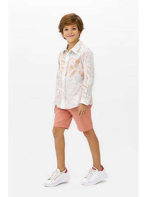Panço Erkek Çocuk Baskılı Somon Gömlek - S000259230-24085