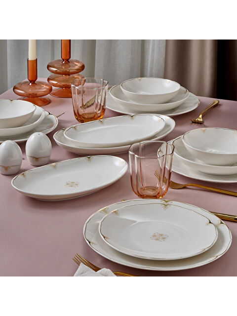 GÜRAL PORSELEN Camelia 54 Parça 12 Kişilik Yemek Takımı 6710 - S000483476-37646