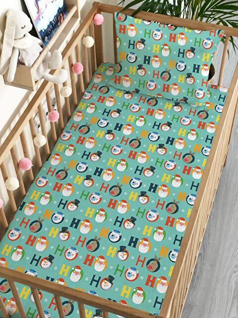 Evmila Yılbaşı Tema Baba Desen Baskılı Bebek Boy Lastikli Çarşaf Seti 60x120 cm - S000089251-23173