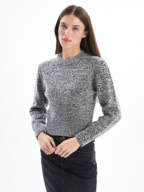 Dexia Kırçıllı Düz Bisiklet Yaka Uzun Kol Triko Kazak - Multicolor - S000153691-37424