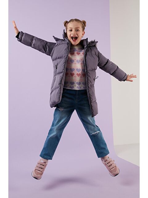 Lela Peluş Astarlı Yakası Suni Kürklü Çıkarılabilir Kapüşonlu Kışlık Mont 5760072 - S000000677-17241