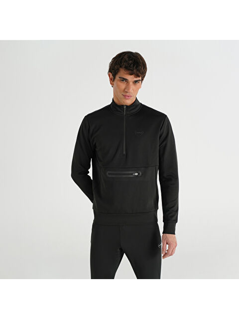 Hummel Loton Zip Neck Erkek Siyah Dik Yaka Sweatshirt - S000344942-19351