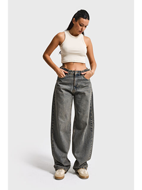 It's Basic Kadın T.Kot Rengi Lotus 2w5-134 Baggy Fit İç Boy 83cm %100 Pamuk Denim Jean - S000432672-17234