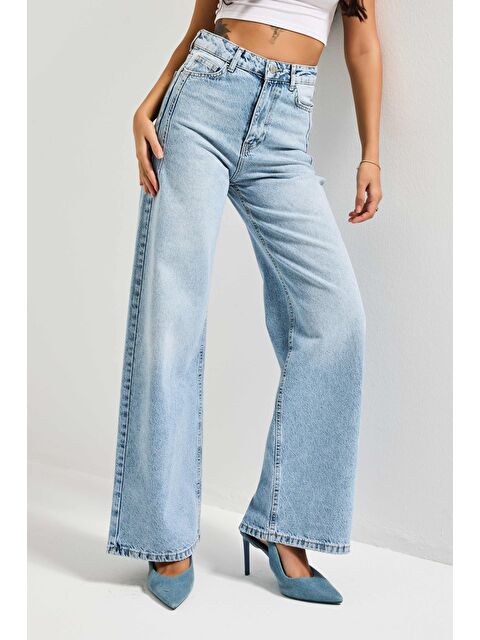 It's Basic Kadın Jean Rengi Olea 4S5-3 %100 Pamuk Straight Wide Leg Fit Denim Jean - S000361900-17234