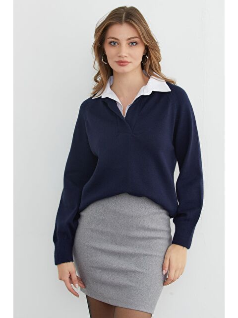 Fullamoda Basic Gömlek Yaka Triko Kazak - S000483015-21164