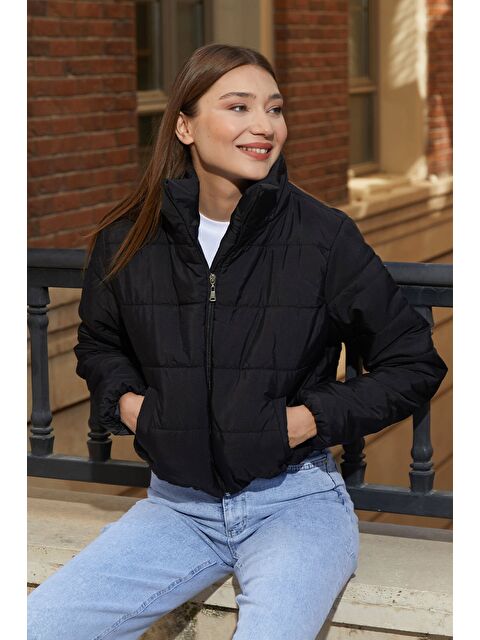 Fullamoda Beli Lastikli Crop Şişme Mont - S000432860-19351