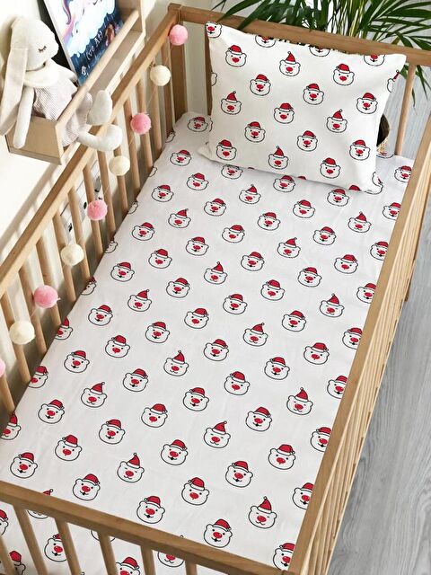 Evmila Yılbaşı Tema Hayvan Desen Baskılı Bebek Boy Lastikli Çarşaf Seti 60x120 cm - S000089258-23173