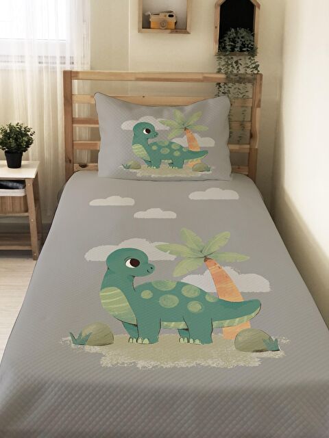 Evmila Dinozor Desen Tek Kişilik Çocuk Pike Takımı - S000032411-23173