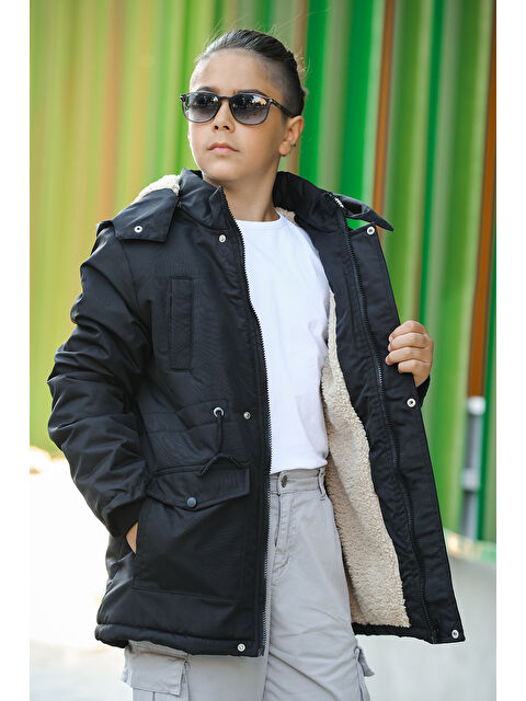 Pina Kids Oxford Çıkarılabilir Kapüşonlu İçi Polarlı Erkek Çocuk Mont - S000108520-19351