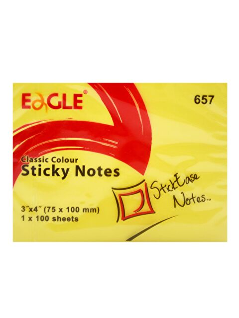 Eagle 75x100 mm Klasik Renk Yapışkanlı Not Kağıdı 100 Yaprak Sarı (657) - S000075901-20072