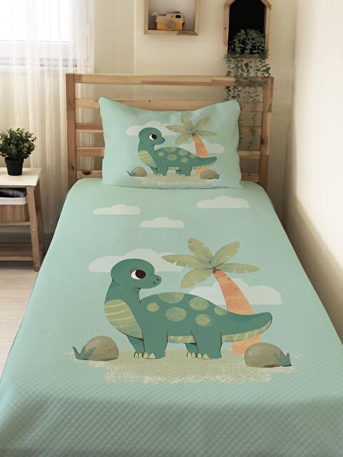 Evmila Dinozor Desen Tek Kişilik Çocuk Pike Takımı - S000032415-23173