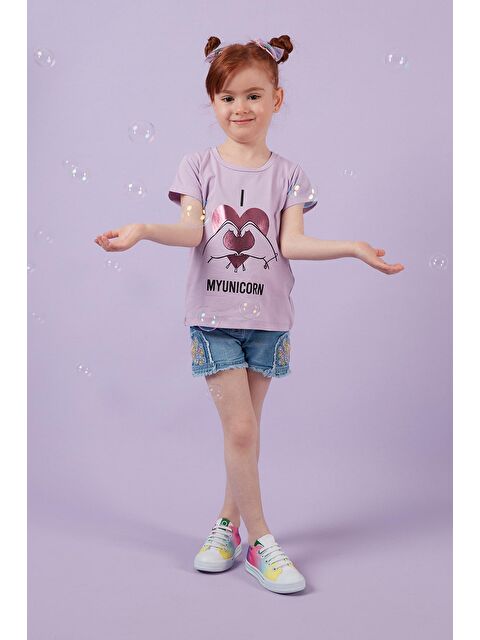 Lela Baskılı Bisiklet Yaka Pamuklu T Shirt 6211027 - S000001476-17241