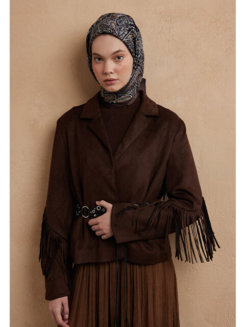 Fresh Scarfs Helene Desen Pamuk İpek Eşarp Sıcak Kahve