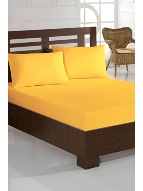 Çeyiz Diyarı Penye Çift Kişilik Lastikli Çarşaf Sarı - S000484323-23173