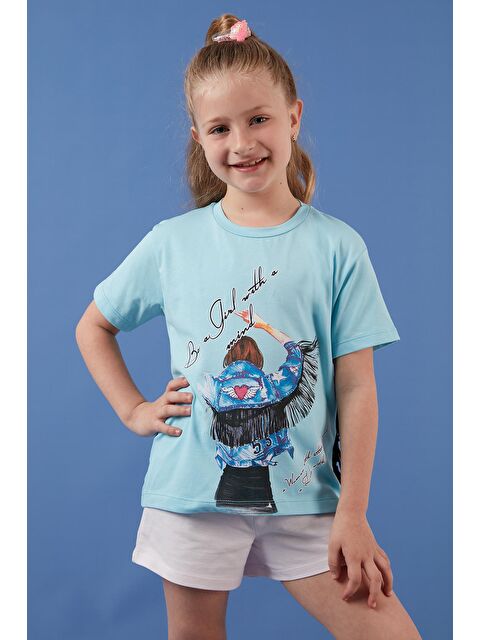 Lela Pamuklu Baskılı Püskül Detaylı Bisiklet Yaka T Shirt 6211020 - S000001488-17234