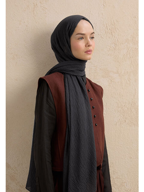 Fresh Scarfs Modal Krinkıl Şal Füme