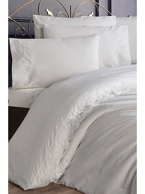 Çeyiz Diyarı Fransız Dantelli Elani Çeyizlik Nevresim Takımı Krem - S000485370-23173