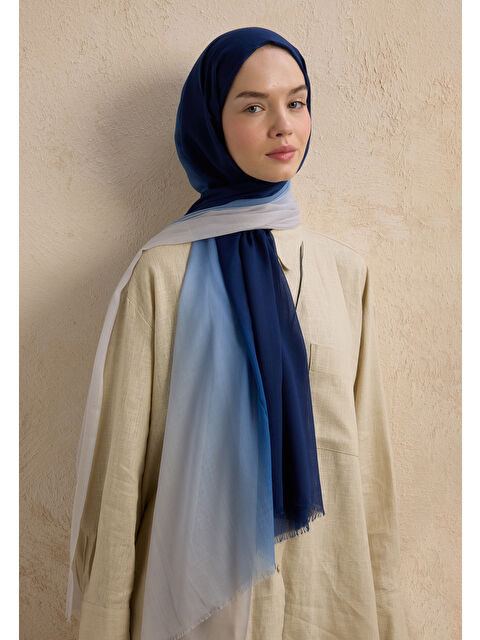 Fresh Scarfs Modal Degrade Şal Lacivert-Gümüş
