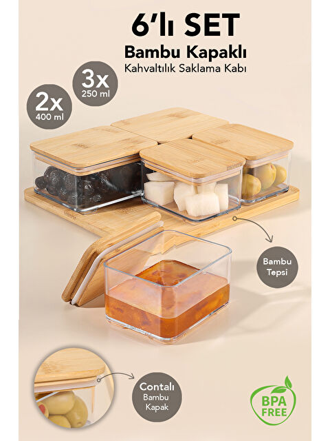 Meleni Home Bambu Kapak Kapaklı Saklama Kabı