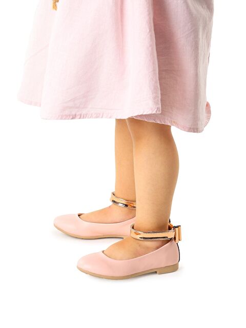 Kiko Kids Cırtlı Kız Çocuk Fiyonklu Babet Ayakkabı Ege 205 Cilt Bilekten Bağlamalı - S000026760-23490