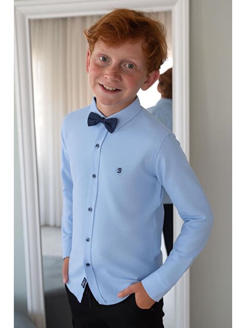 Breeze Erkek Çocuk Gömlek Papyonlu Açık Mavi (8-12 Yaş) - S000023644-17437