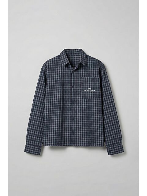 Abluka Online Erkek Boxy Fit Oversize Ekose Uzun Kollu Gömlek Lacivert - S000491653-21164