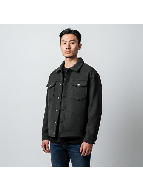 Jack & Jones Ridgewood Melange Overshirt Erkek Siyah Ceket - S000491153-19351