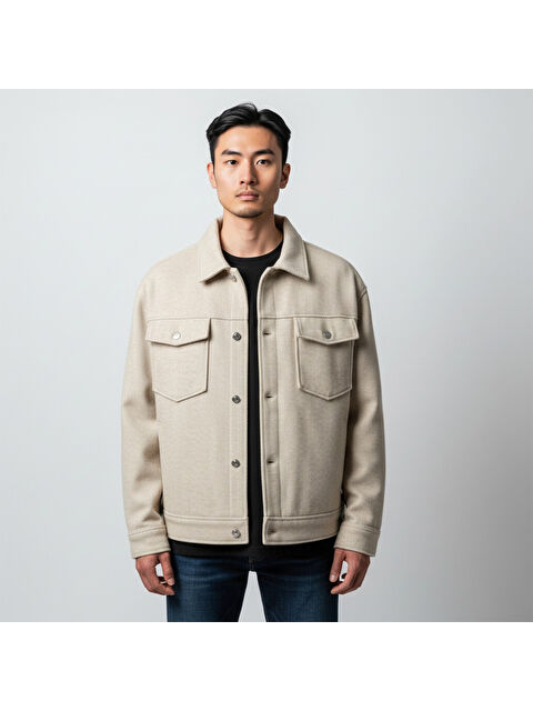 Jack & Jones Ridgewood Melange Overshirt Erkek Bej Ceket - S000491153-19928