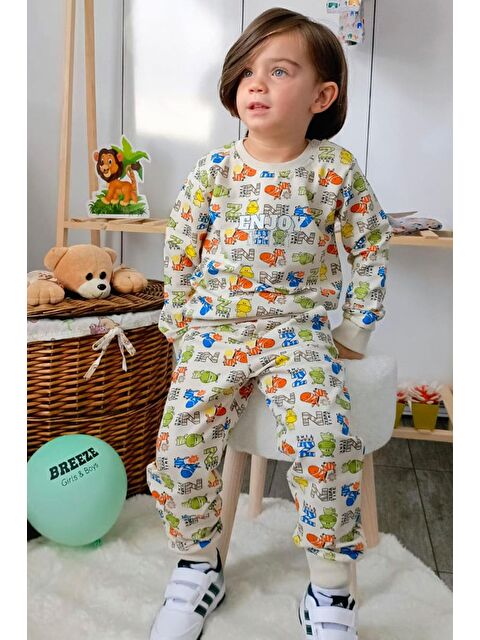 Breeze Erkek Çocuk Eşofman Takımı Zebra Macerası Krem (1.5-3 Yaş) - S000433338-19966