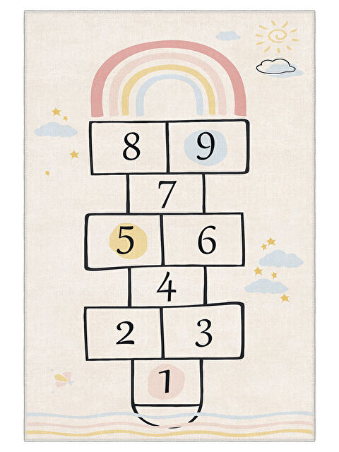 Homefesto Dekoratif Özel Tasarım Yıkanabilir İnce Kaymaz Tabanlı Modern Halı KECE FR45 - S000354293-19966