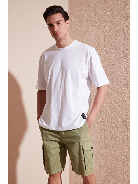 Buratti %100 Pamuk Sırt Baskılı Oversize Bisiklet Yaka Tişört 5902636 - S000008505-20063