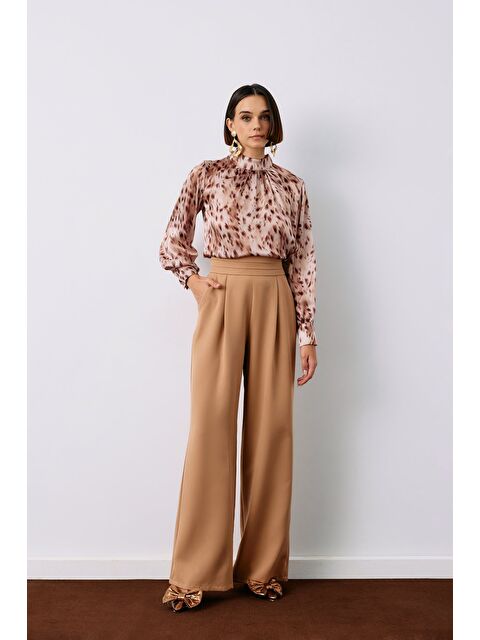 SATEEN Bel Detaylı Cepli Pantolon - Camel - S000323714-4557