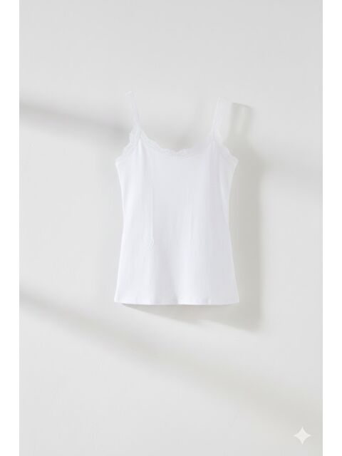 C&City C11411 Kadın Modal Pamuk Dantelli Atlet Beyaz - S000222536-20063