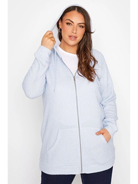 Stil Diva Büyük Beden Boydan Fermuarlı Cepli Kapüşonlu Uzun Kollu Sweatshirt 173416 - S000064969-17437