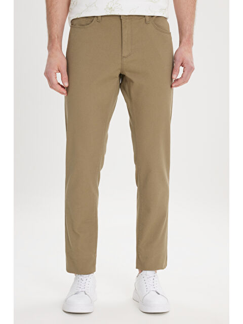 Altınyıldız Classics Erkek Yeşil Slim Fit Dar Kesim 5 Cep Armürlü Esnek Pantolon