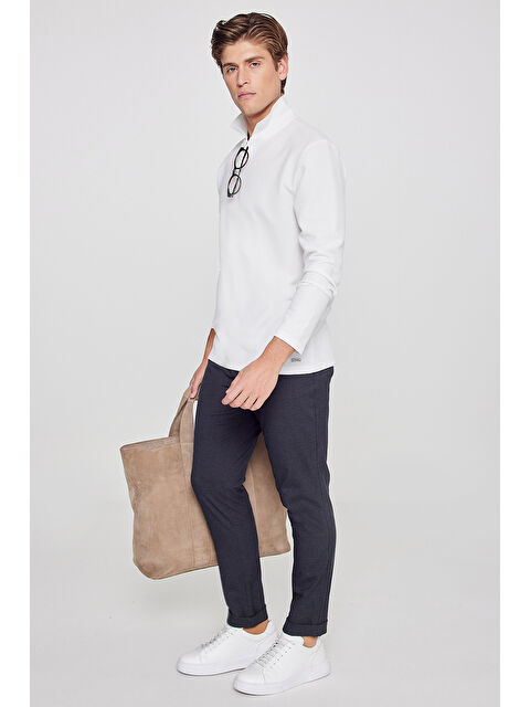 AC&Co / Altınyıldız Classics Erkek Antrasit Slim Fit Rahat Kesim Beli Bağlamalı Yan Cepli Jogger Pantolon