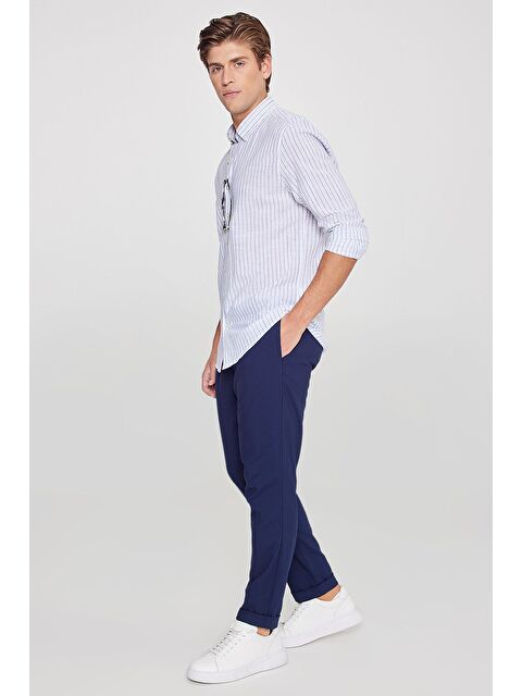 AC&Co / Altınyıldız Classics Erkek Lacivert Slim Fit Rahat Kesim Beli Bağlamalı Yan Cepli Jogger Pantolon