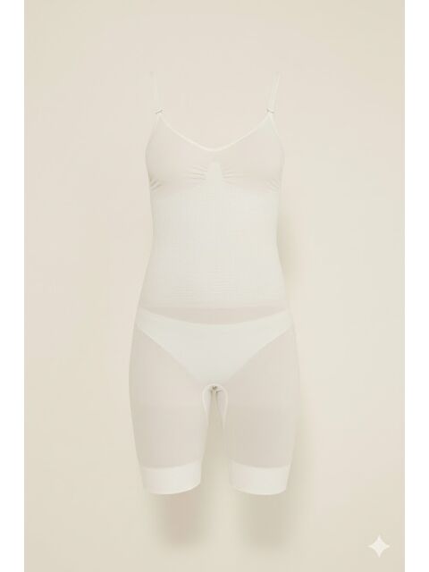 C&City C12011 Kadın Body Boxer Korse Beyaz - S000222304-20063