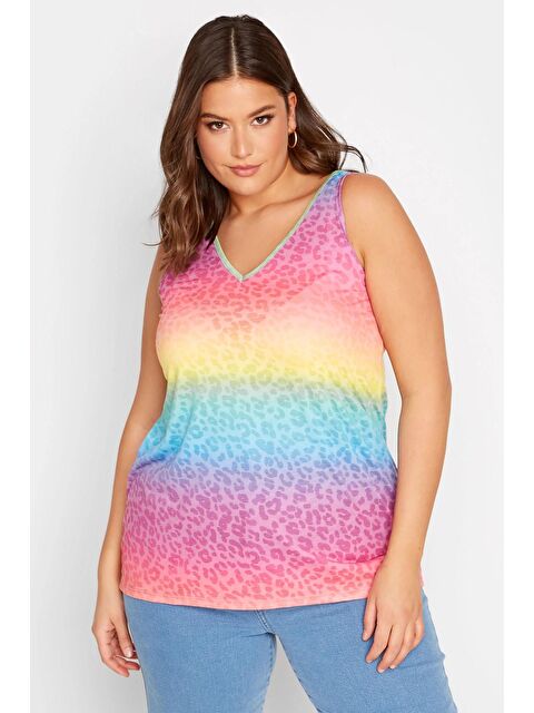 Stil Diva Büyük Beden V Yaka Sıfır Kol Leopar Desenli Bluz 320875 - S000064977-20024