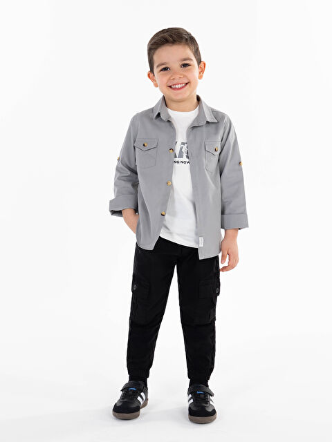 Civil Boys Erkek Çocuk Tişörtlü Gömlek 2-5 Yaş Gri - S000356965-20600