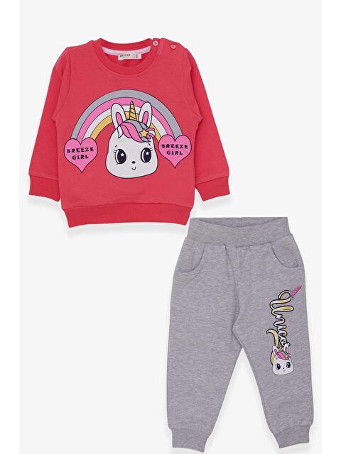 Breeze Kiz Bebek Esofman Takimi  Baskili Pembe (1 Yaş) - S000091136-20024