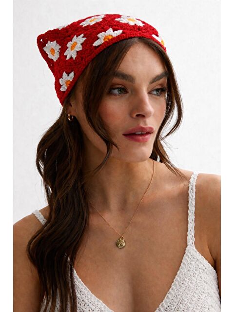 New Obsessions Missori Papatya Desenli Tığ Örgüsü Bandana-Saç Bandı - S000529614-20045