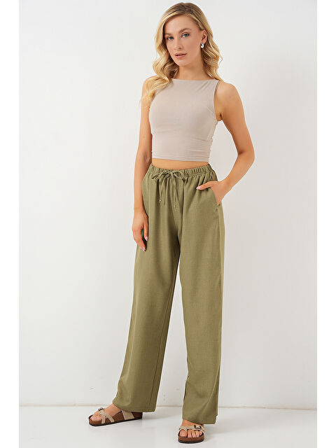 Bigdart Kadın Geniş Paça Keten Pantolon 6735 - Çağla - S000388841-5236