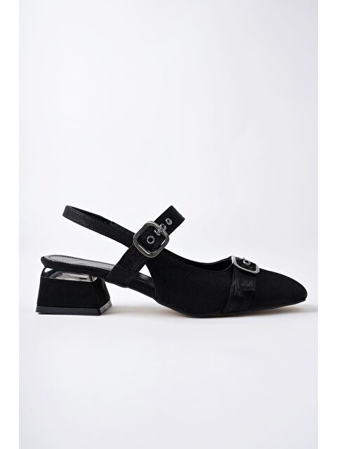 Muggo GİGİ Arkası Açık Küt Burun Çift Kemerli Kadın Günlük Klasik Kısa Topuklu Ayakkabı - S000350240-19351