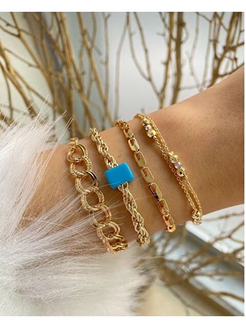 Süperlife Kadın Altın Kaplama Renk Atmaz Kombin Bileklik Seti SPRTAKI102 - S000425203-20076