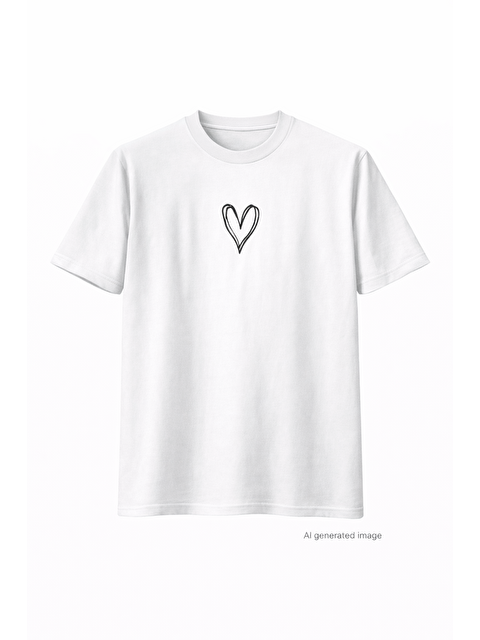 Jane's Unisex Bisiklet Yaka Baskılı Oversize T-Shirt - Beyaz - S000528638-20063