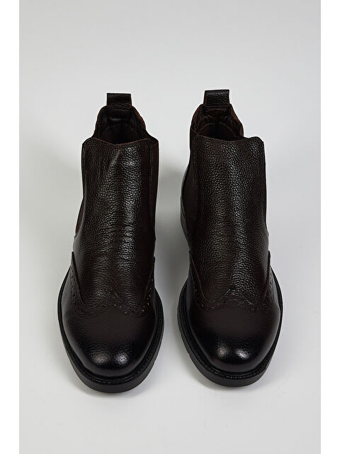 TONNY BLACK Erkek Kahve Rahat Kalıp Desenli Hakiki Deri Lastikli Bot - S000102733-19413